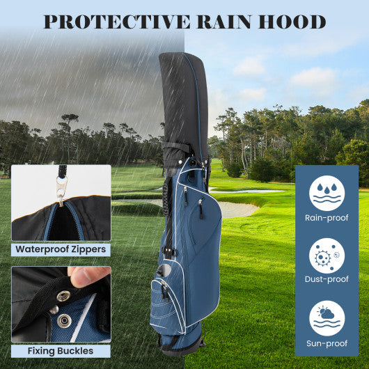 Golf Stand Cart Bag with 4 Way Divider Carry Organizer Pockets-Blue - Set Shop and Smile