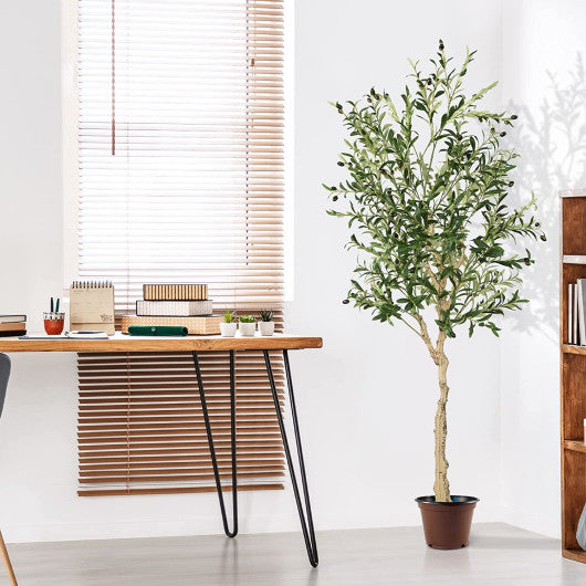 6 Feet Artificial Olive Tree in Cement Pot-1 Piece - Set Shop and Smile