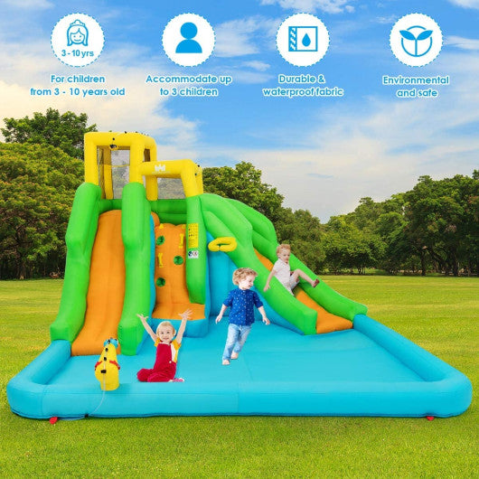Inflatable Water Park Bounce House with Climbing Wall without Blower - Set Shop and Smile