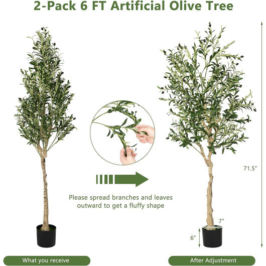 6 Feet Artificial Olive Tree in Cement Pot-1 Piece - Set Shop and Smile