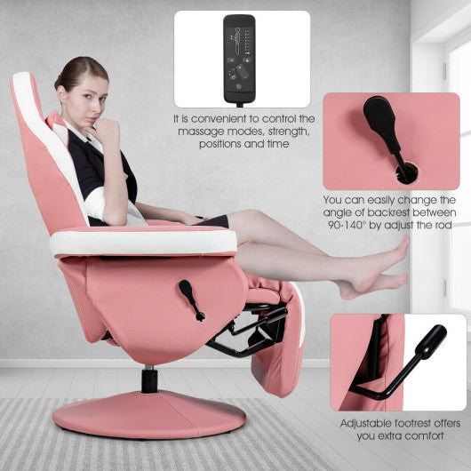 Ergonomic High Back Massage Gaming Chair with Pillow-Pink - Set Shop and Smile