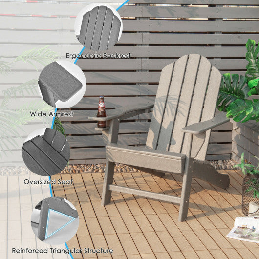 Outdoor Adirondack Chair with Built-in Cup Holder for Backyard Porch-Black - Set Shop and Smile