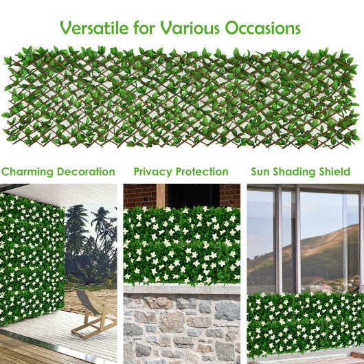 4 Pieces Expandable Faux Ivy Privacy Screen Fence Panel Pack with Flower-Purple - Set Shop and Smile