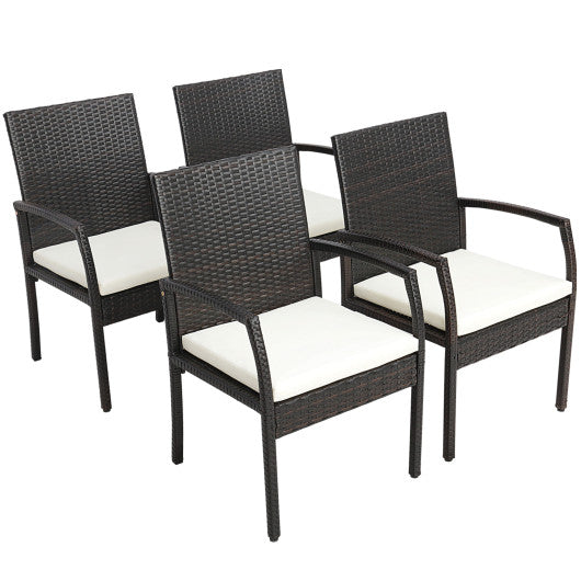 7 Pieces Outdoor Wicker Chair and Dining Table Set - Set Shop and Smile