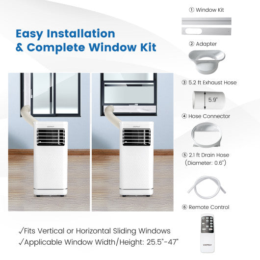 8000/10000 BTU Portable Air Conditioner with Dehumidifier and Fan Mode-10000 BTU - Set Shop and Smile