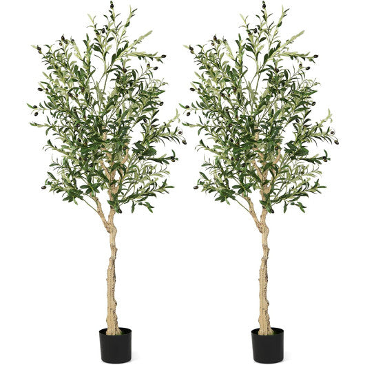 6 Feet Artificial Olive Tree in Cement Pot-1 Piece - Set Shop and Smile