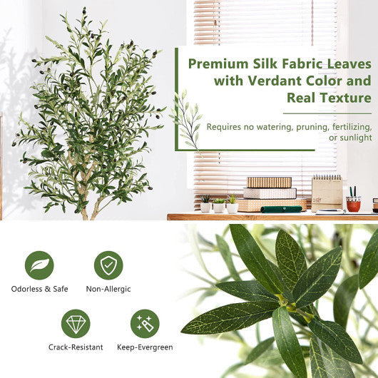 6 Feet Artificial Olive Tree in Cement Pot-1 Piece - Set Shop and Smile