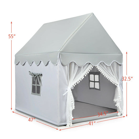 Kids Large Play Castle Fairy Tent with Mat-Beige - Set Shop and Smile
