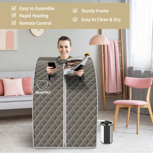 Portable Personal Steam Sauna Spa with 3L Blast-proof Steamer Chair-Coffee - Set Shop and Smile