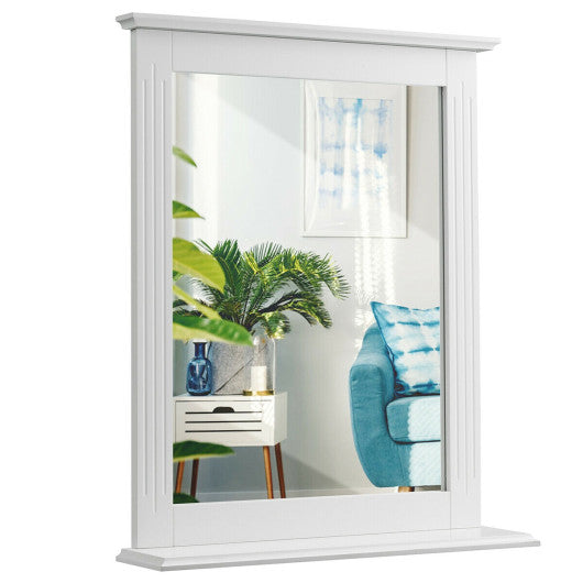 Wall-Mounted Multipurpose Vanity Mirror with Shelf-Brown - Set Shop and Smile