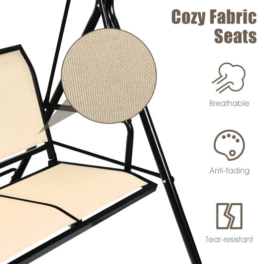 3 Person Patio Swing with Polyester Angle Adjustable Canopy - Set Shop and Smile