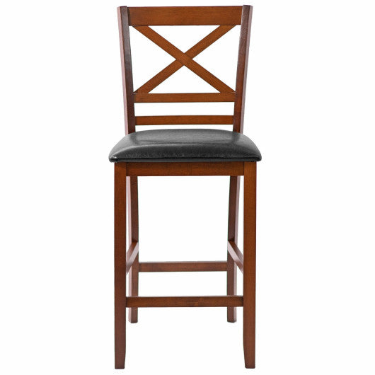 Set of 2 Bar Stools 24 Inch Counter Height Chairs with Rubber Wood Legs - Set Shop and Smile