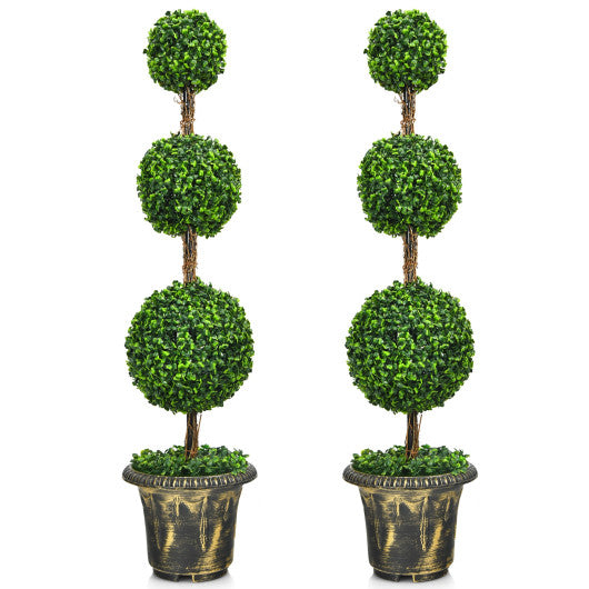 4 Feet Artificial Topiary Triple Ball Tree Plant - Set Shop and Smile