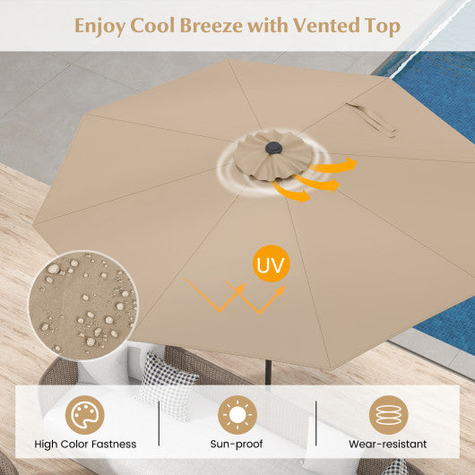 9' Half Round Patio Umbrella Sunshade without Weight Base