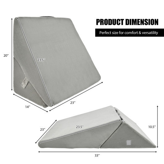 Adjustable Memory Foam Reading Sleep Back Support Pillow-Gray - Set Shop and Smile