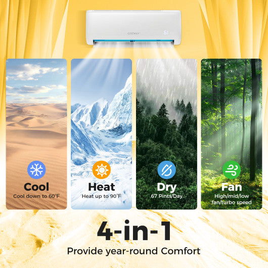 17000 BTU 21 SEER2 208-230V Ductless Mini Split Air Conditioner and Heater