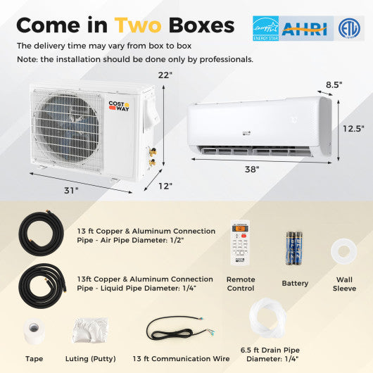 17000 BTU 21 SEER2 208-230V Ductless Mini Split Air Conditioner and Heater