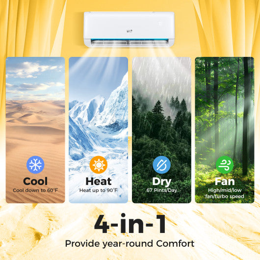 17000 BTU 21 SEER2 208-230V Ductless Mini Split Air Conditioner and Heater