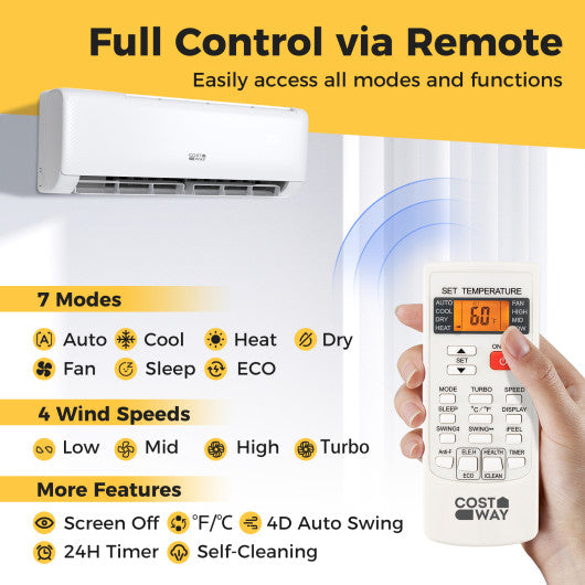 17000 BTU 21 SEER2 208-230V Ductless Mini Split Air Conditioner and Heater