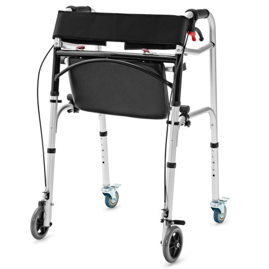 Height Adjustable Aluminum Walker with Rolling Wheels and Brakes - Set Shop and Smile