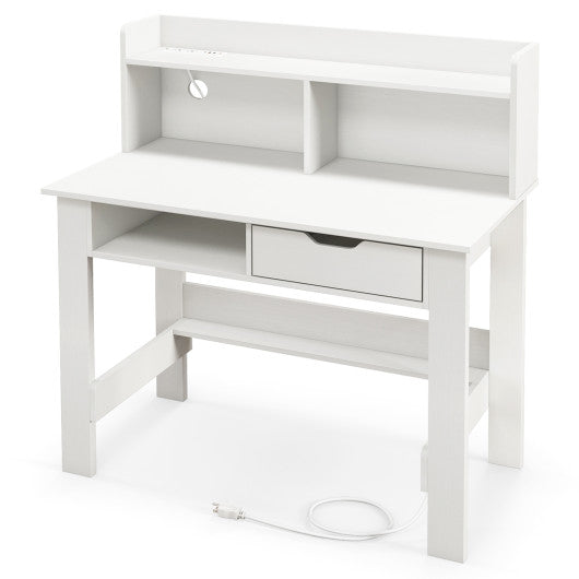 Home Office Computer Desk with Storage Shelves and Drawer Ideal for Working and Studying - Set Shop and Smile
