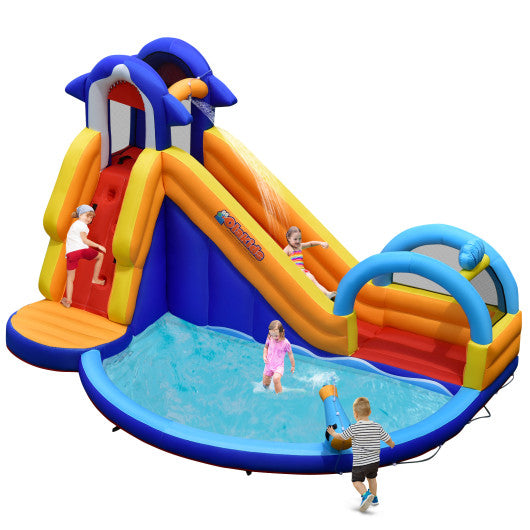 Inflatable Bouncy House with Slide and Splash Pool without Blower - Set Shop and Smile