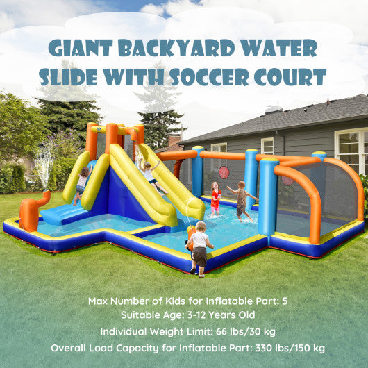 Giant Soccer-Themed Inflatable Water Slide with 735W Blower - Set Shop and Smile
