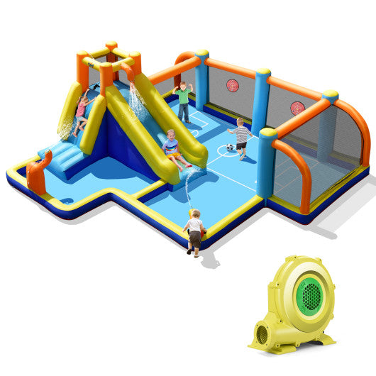 Giant Soccer-Themed Inflatable Water Slide with 735W Blower - Set Shop and Smile
