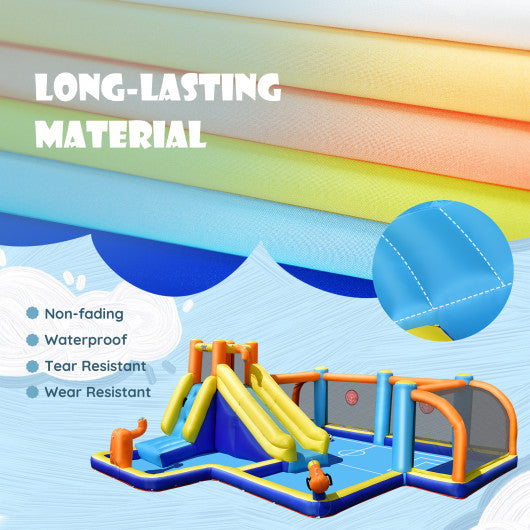 Giant Soccer Themed Inflatable Water Slide Bouncer with Splash Pool without Blower - Set Shop and Smile