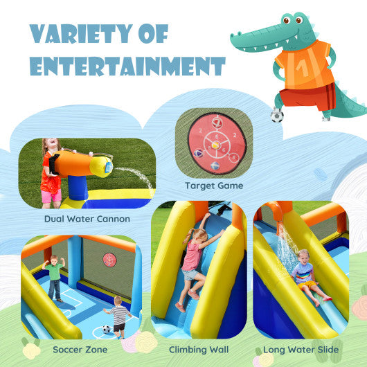 Giant Soccer Themed Inflatable Water Slide Bouncer with Splash Pool without Blower - Set Shop and Smile