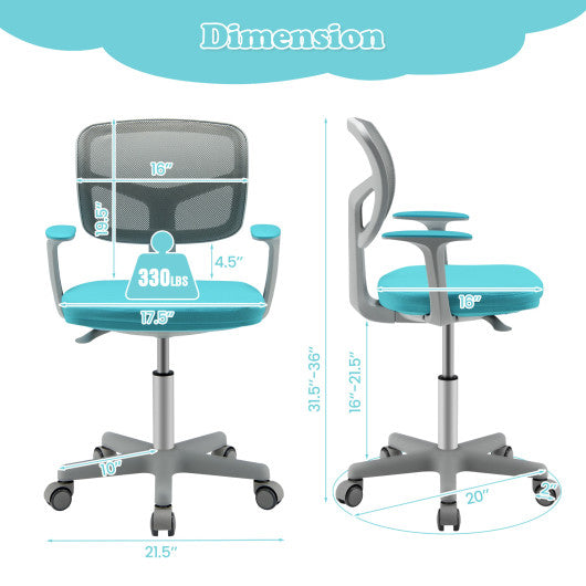 Adjustable Desk Chair with Auto Brake Casters for Kids-Green