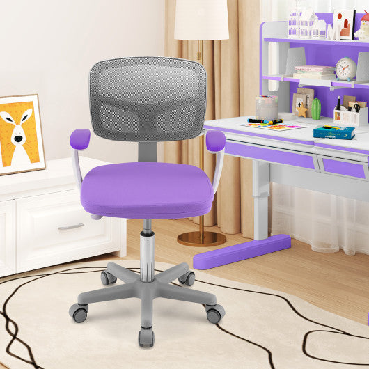 Adjustable Desk Chair with Auto Brake Casters for Kids-Purple
