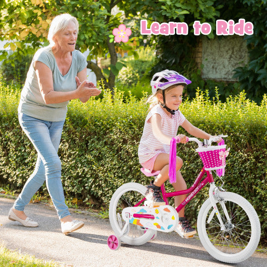 Kids Bicycle 18 Inch Toddler and Kids Bike with Training Wheels for 6-8 Year Old Kids-Pink - Set Shop and Smile