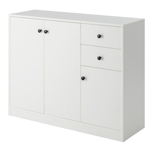 Modern Buffet Sideboard with 2 Pull-out Drawers and Adjustable Shelf for Kitchen-White - Set Shop and Smile