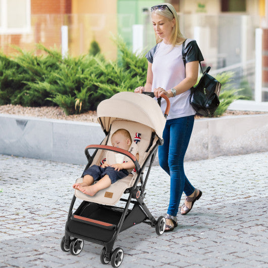 Lightweight Aluminium Frame Baby Stroller with Net-Beige - Set Shop and Smile