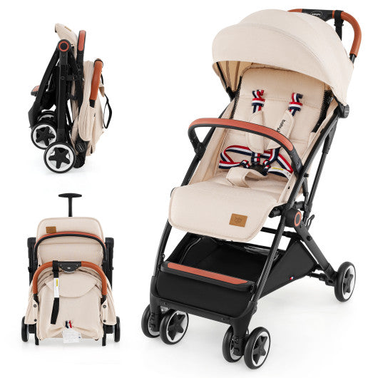 Lightweight Aluminium Frame Baby Stroller with Net-Beige - Set Shop and Smile