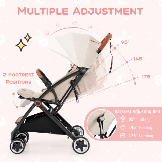 Lightweight Aluminium Frame Baby Stroller with Net-Beige - Set Shop and Smile