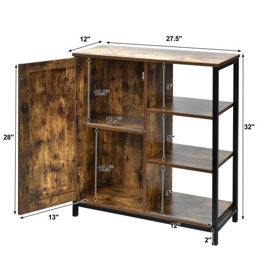 Multipurpose Freestanding Storage Cabinet with 3 Open Shelves and Doors - Set Shop and Smile