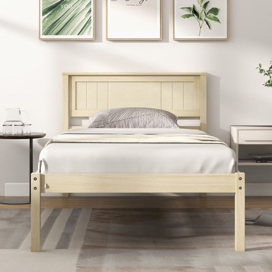 Twin/Full/Queen Size Wooden Bed Frame with Headboard and Slat Support-Full Size - Set Shop and Smile