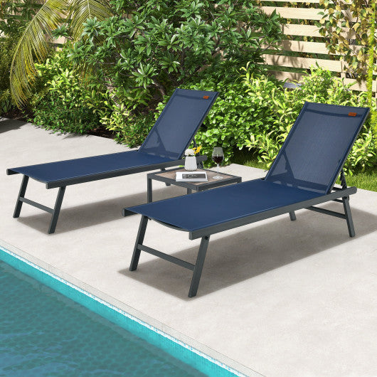 3 Pieces Patio Chaise Lounge Chair and Table Set for Poolside Yard-Brown - Set Shop and Smile
