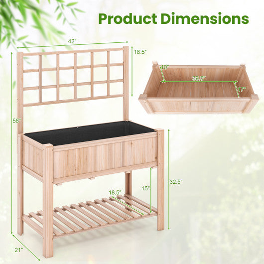 Costway Raised Garden Bed Elevated Wooden Planter Box with Trellis