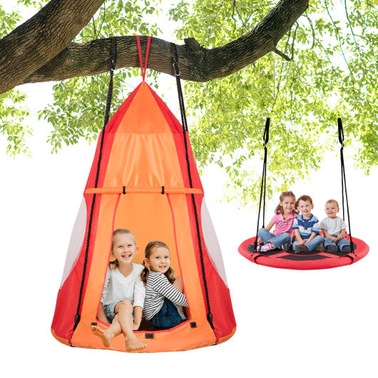 2-in-1 40 Inch Kids Hanging Chair Detachable Swing Tent Set-Blue - Set Shop and Smile