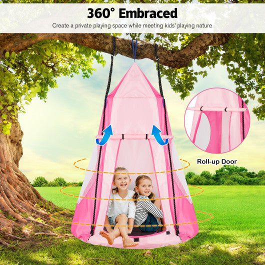 2-in-1 40 Inch Kids Hanging Chair Detachable Swing Tent Set-Pink - Set Shop and Smile