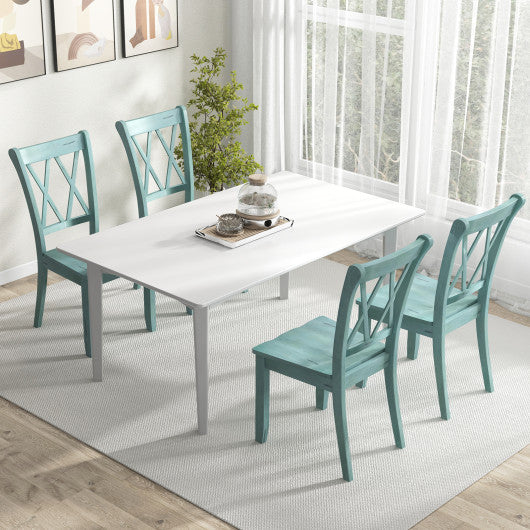 Set of 2 Cross Back Rubber Wood Dining Chairs - Set Shop and Smile