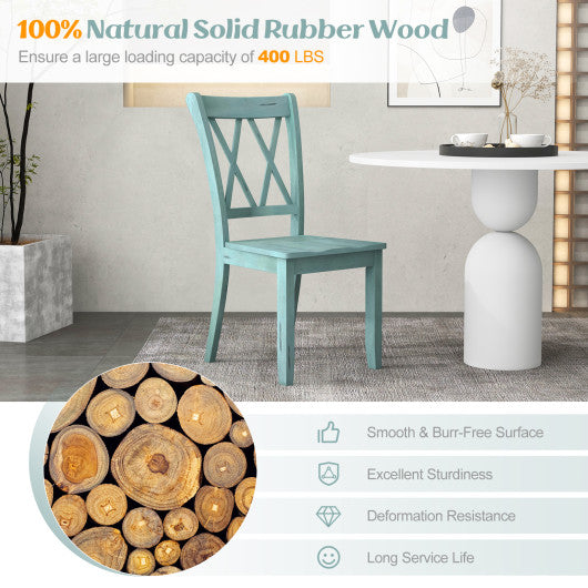 Set of 2 Cross Back Rubber Wood Dining Chairs - Set Shop and Smile