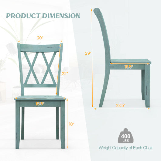 Set of 2 Cross Back Rubber Wood Dining Chairs - Set Shop and Smile