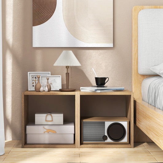 2 Cubes Stackable Bookcase for Living Room and Study-Natural - Set Shop and Smile