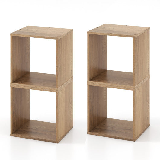 2 Cubes Stackable Bookcase for Living Room and Study-Natural - Set Shop and Smile