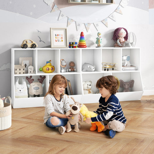 5-Cube Wooden Kids Toy Storage Organizer with Anti-Tipping Kits-White - Set Shop and Smile