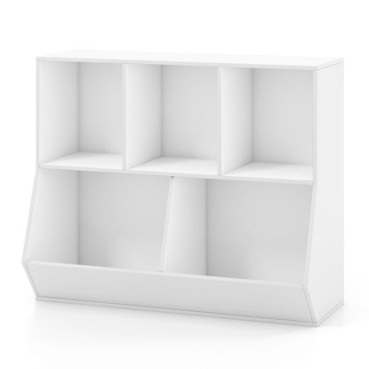 5-Cube Wooden Kids Toy Storage Organizer with Anti-Tipping Kits-White - Set Shop and Smile